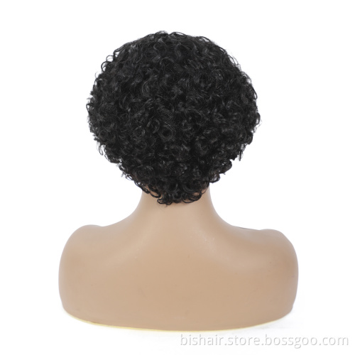 High Quality Wholesale Women'S Full Machine Made Wigs 100% Kinky Curly Human Hair Wigs Black Color